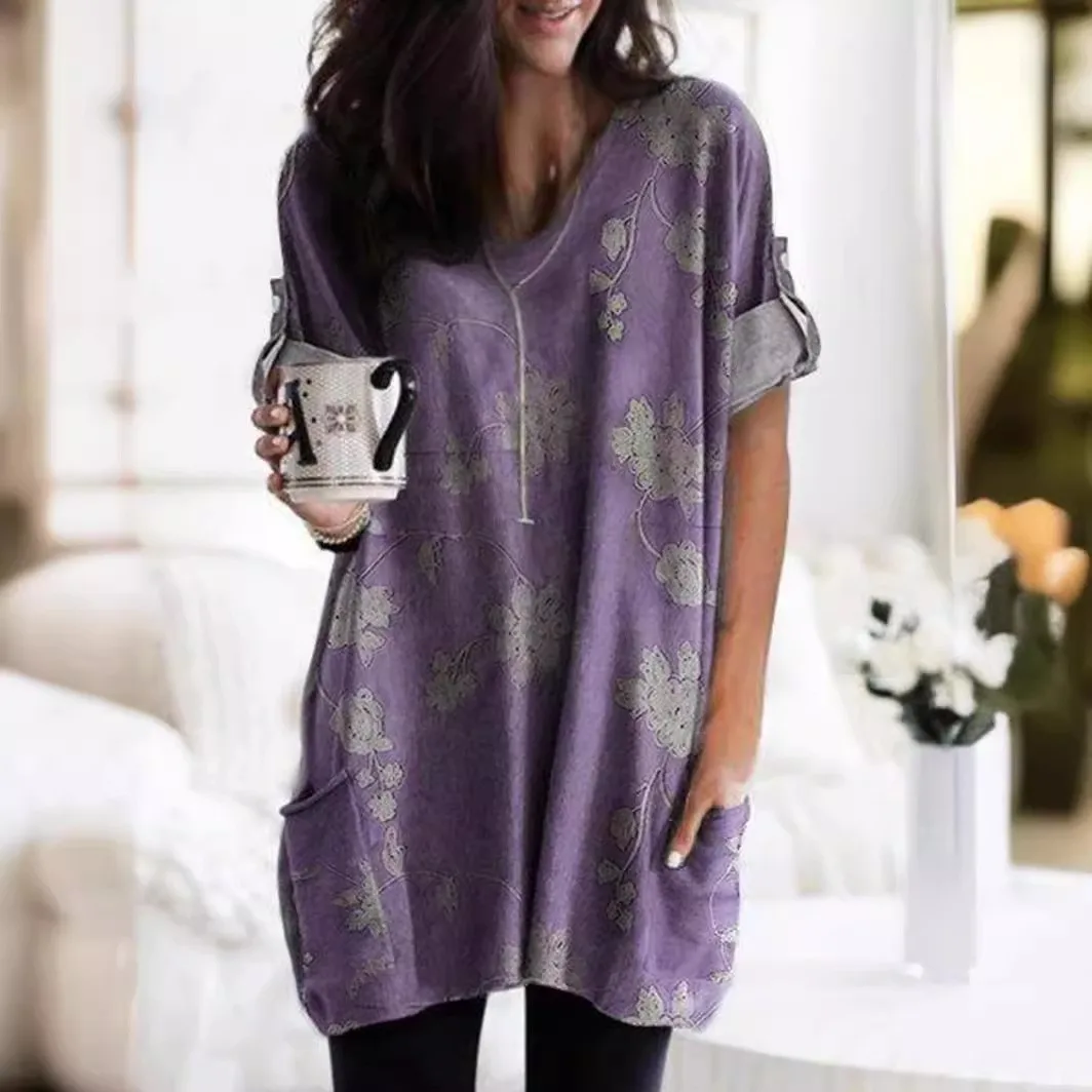 Long Sleeve T Shirt Women Clothes Round Neck Longsleeve T Shirts Plus Size Woman Clothing Pastel Pink Tee Oversized Floral