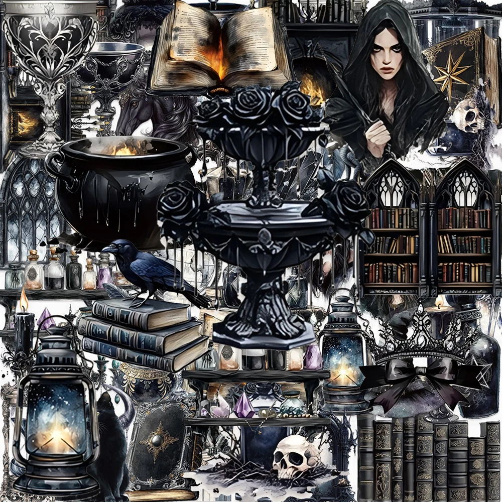 10/30/50 Stück Transparente Gothic Cartoon Aufkleber Vintage Dunkle Magie Sticker DIY Laptop Notizbuch Coole Graffiti Aufkleber Set