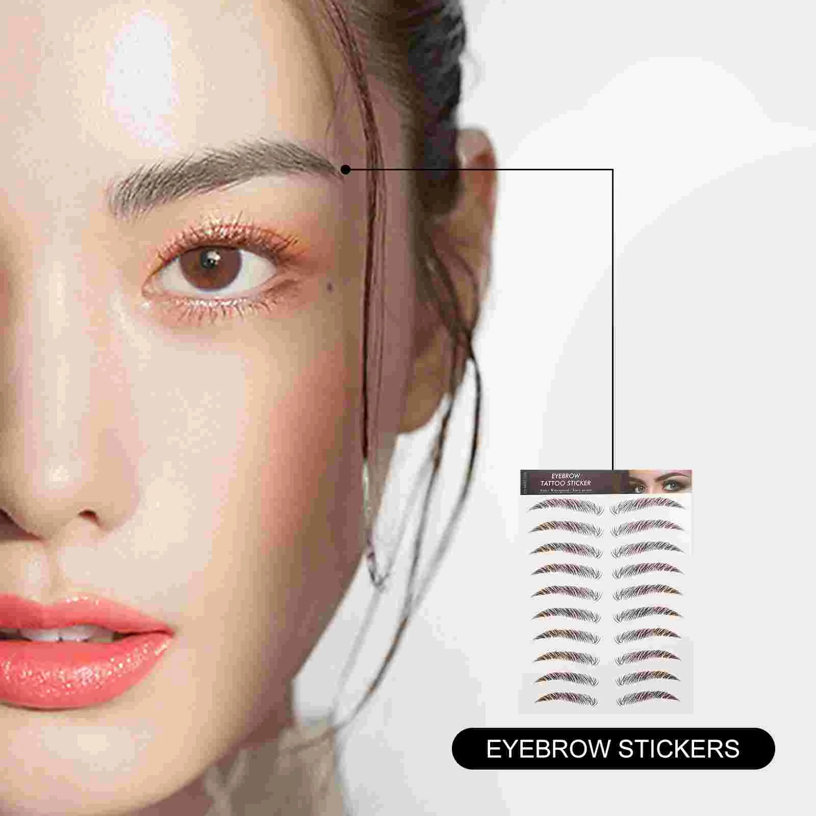 9 Sheets Waterproof Eyebrow Stickers False Eyebrows Cosmetics Nail Lines Artificial Transfer Stencils