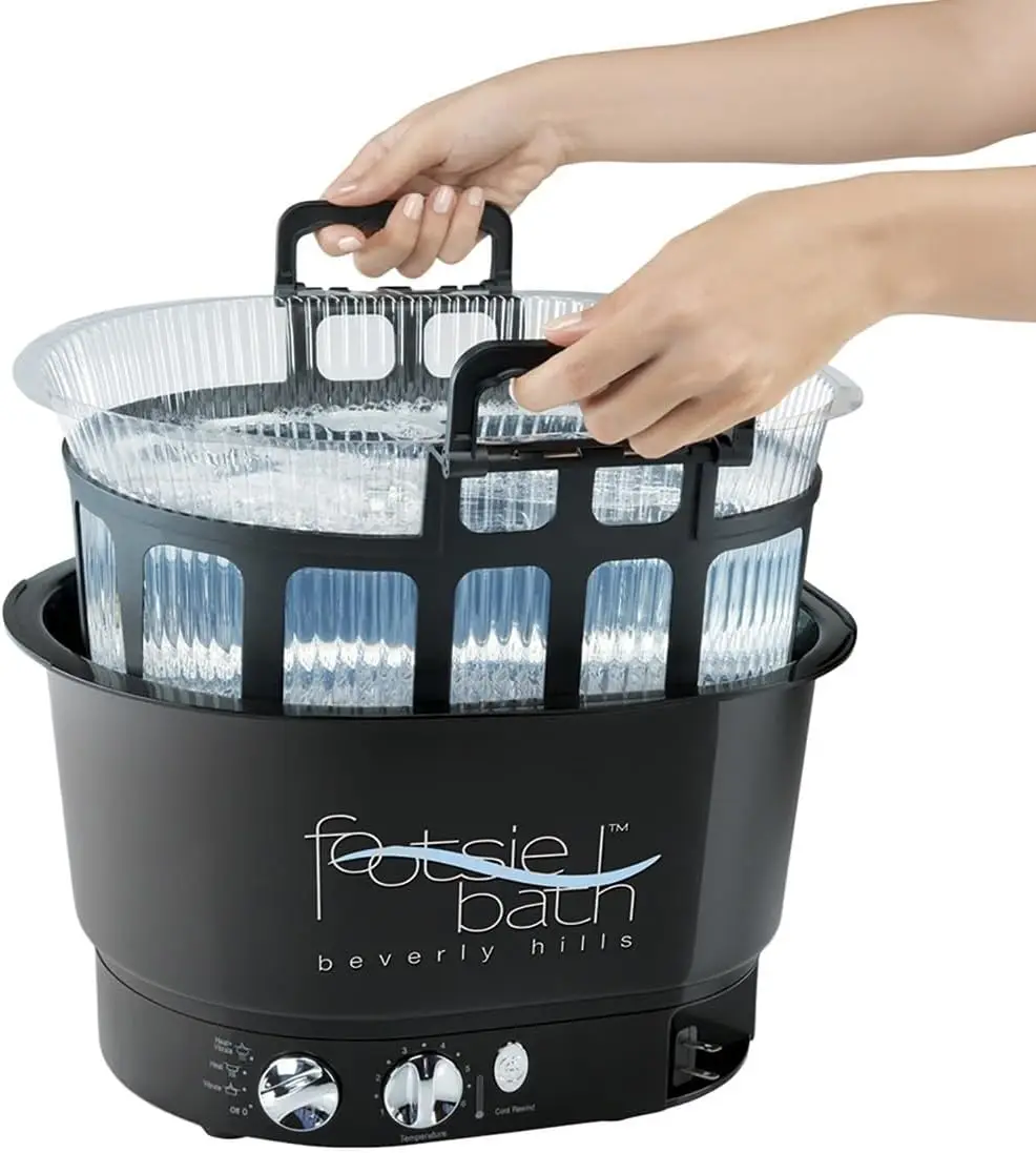 Ps-43 Fiberglass Footsie Plumb Free Portable Pedicure Spa Chair With Full Function Roller Top Massage, Disposable Liner System,