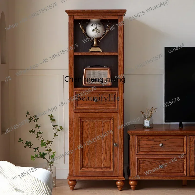 

New Arrivals Solid wood side cabinet next to the American living room, small apartment storage cabinet against the wallss 7304