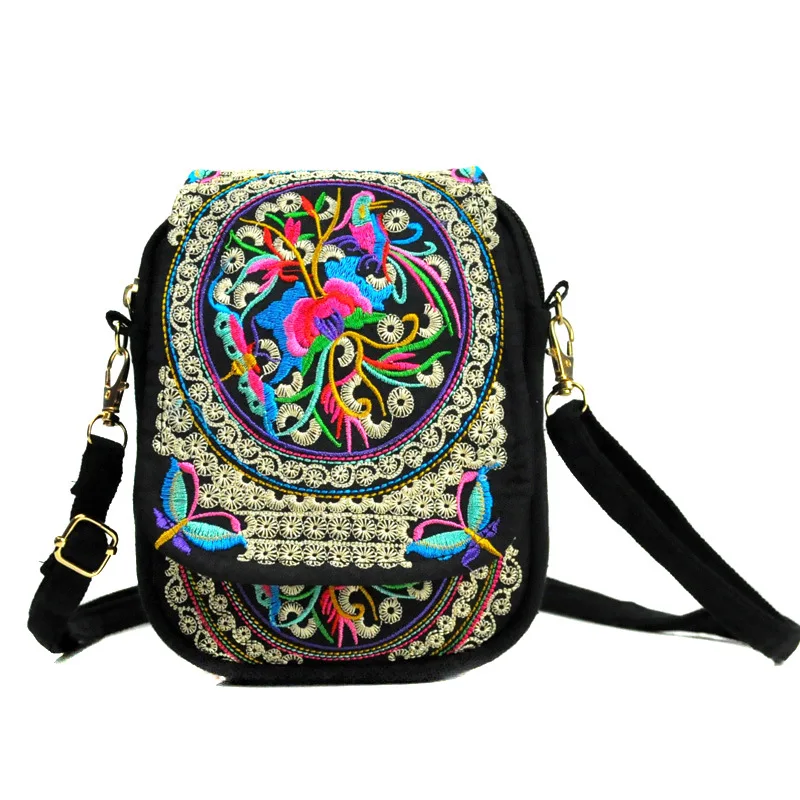 

New In Women Shoulder Bag Travel Pouch Vintage Floral Embroidered Crossbody Zip Bag Crossbody Bags for Women