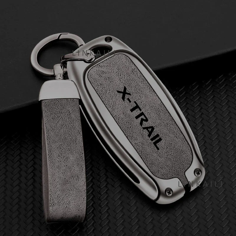 Suitable for Nissan X-Trail 2015 2016 2017 2019 automatic transmission car key bag metal leather car key fob accessories