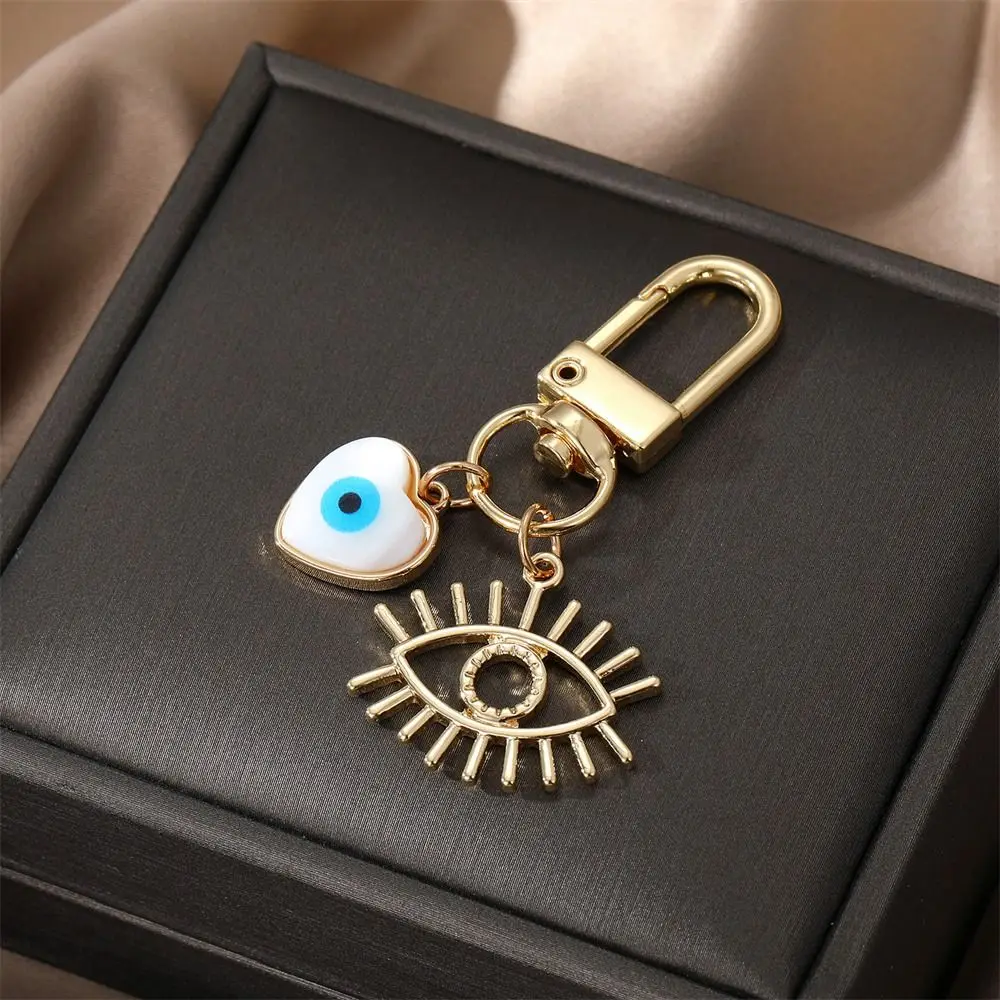 Hollow Heart Evil Eye Keychain Lucky Turkish Key Holder Hamsa Hand Keychain New Design Bag Pendent Blue Eye Keyring Women Men