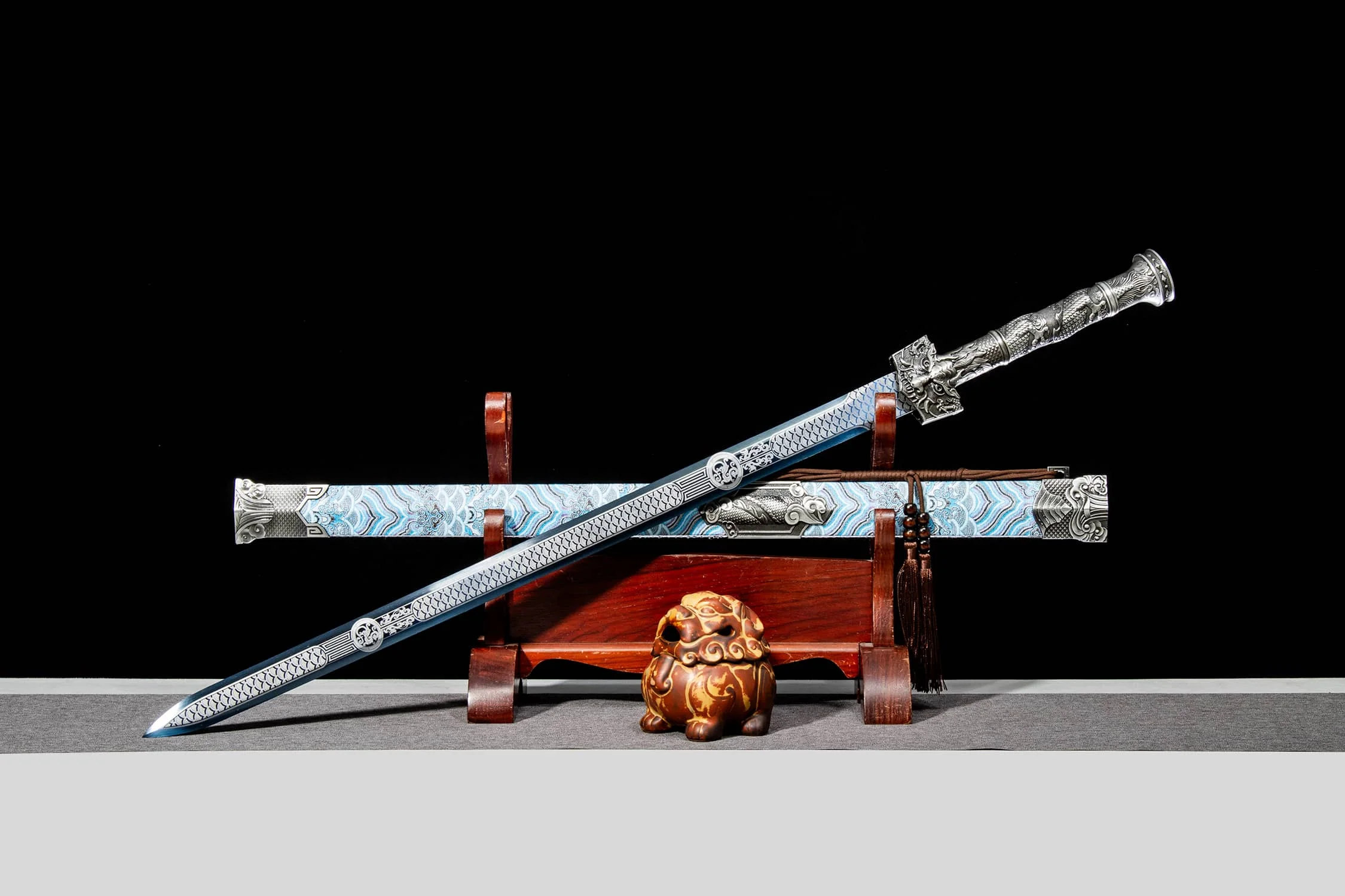 katana Dragon King Sword Medieval Chinese ancient Han sword Real steel swordsman Kung Fu battle ready weapon sharp samurai sword