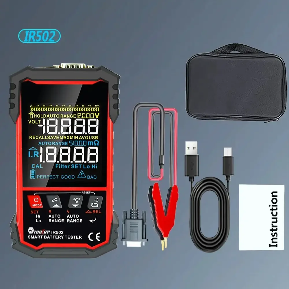 TOOLTOP ±120V Internal Resistance Tester High-precision Lead-acid Nickel-cadmium Lithium Battery Four-wire Kelvin Battery Tester