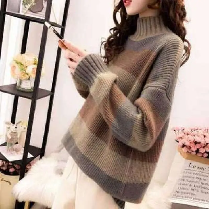 Maglione lavorato a maglia da donna di fascia alta con colletto alto e strato base interno, set di t-shirt Direct S da Dongguan Daliang