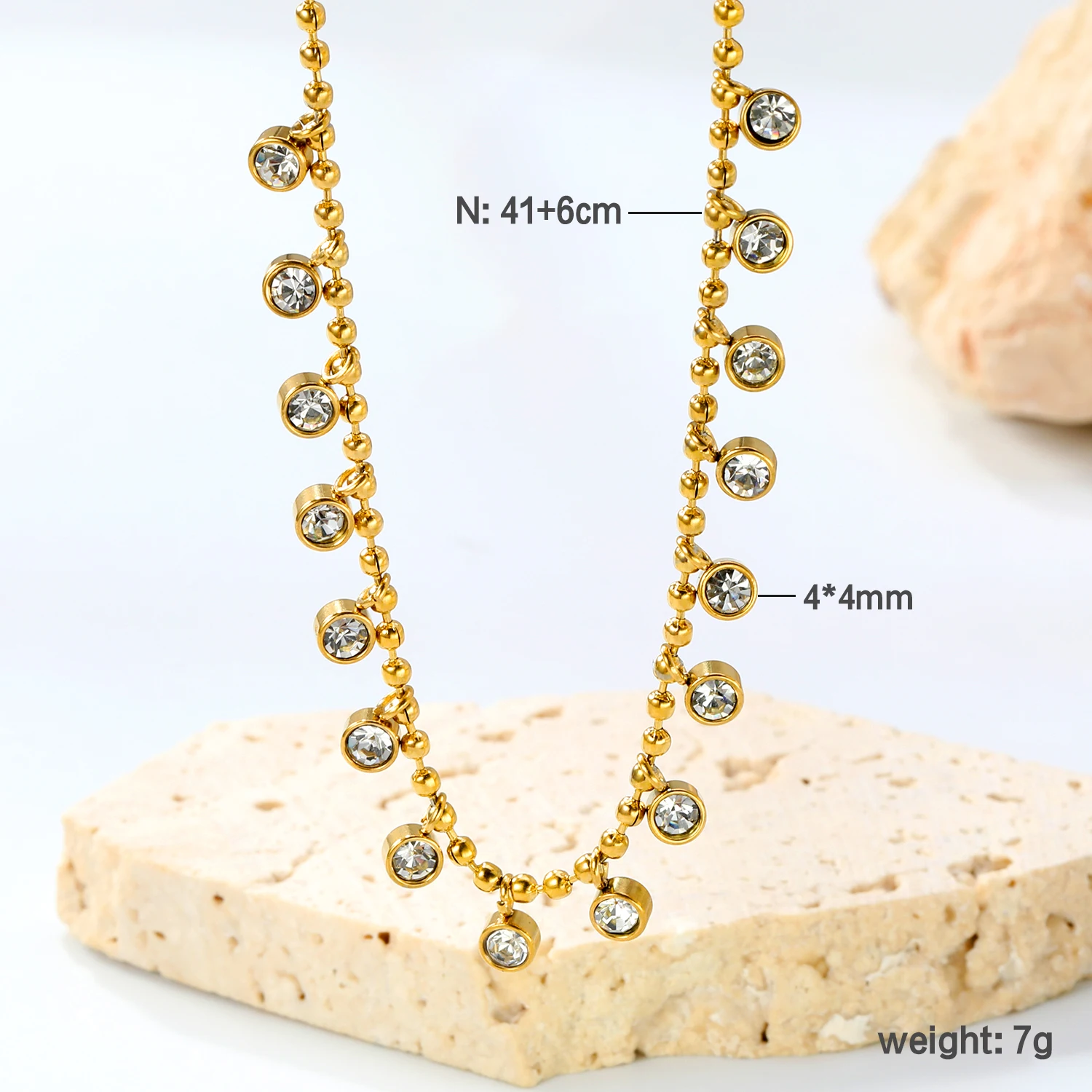 LUXUSTEEL Luxury Round Cubic Zirconia Pendant Necklace For Women Stainless Steel Female Necklace Chain Crystal Jewelry Gift
