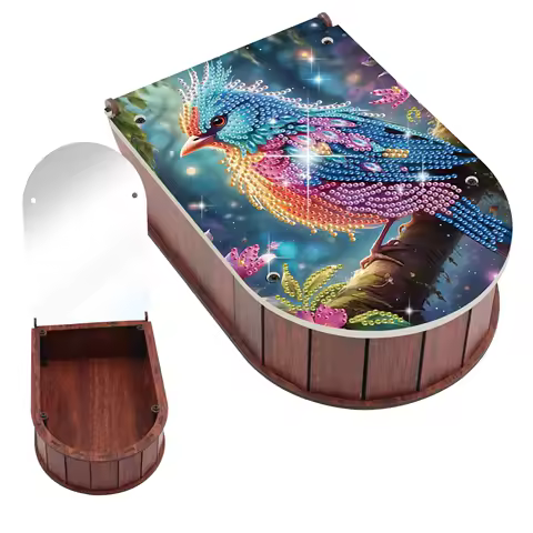 Diamond Painting Curved Storage Box Kits,Colorful bird Diamond Art Special Shape Diamond Ornaments Storage Box Decor Home Gift