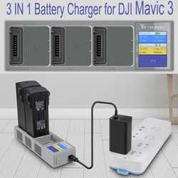 3 IN 1 Battery Charger for DJI Mavic 3 Drone Parallel Charging Hub Charging Board With Display Monitor Parts