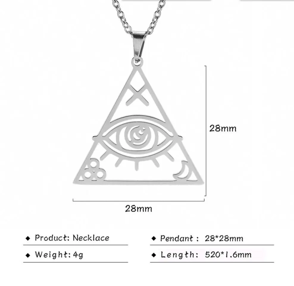 1PC Vintage Egyptian Egypt Pyramid Women Necklace Evil Eye Triangle Illuminati Pendant Choker Stainless Steel Jewelry F1545