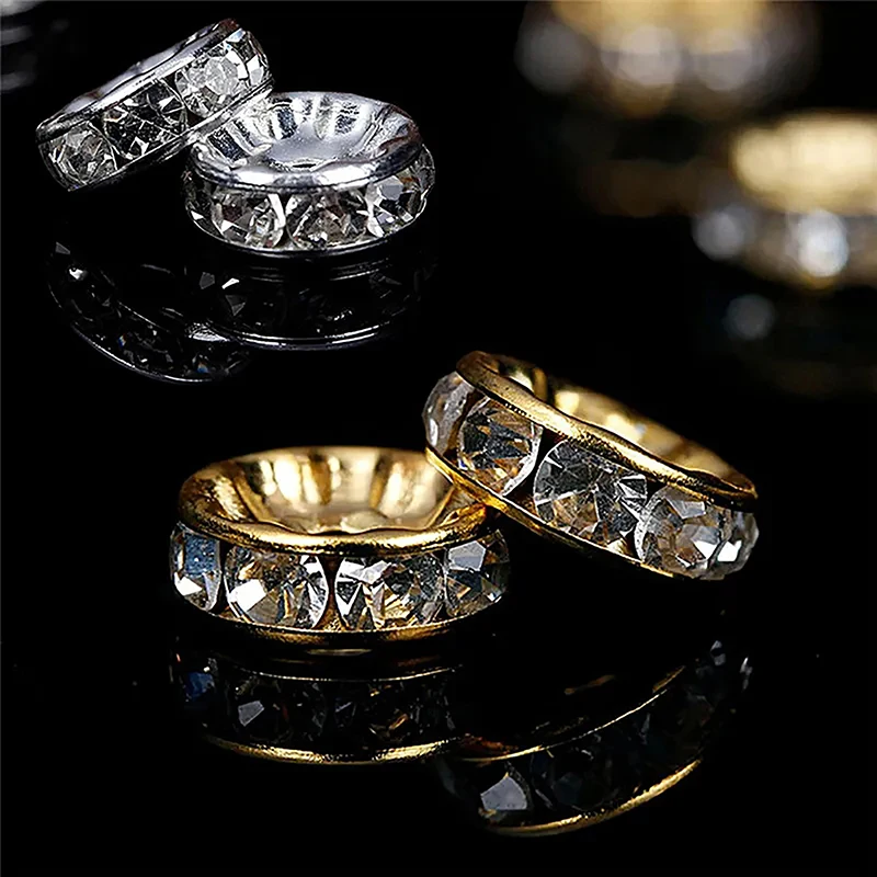 100 pz 5/7/10mm Rondelle Disco In Acciaio Inox 316 Perline di Cristallo Del Distanziatore Con Strass Per Creazione di Gioielli braccialetto FAI DA TE