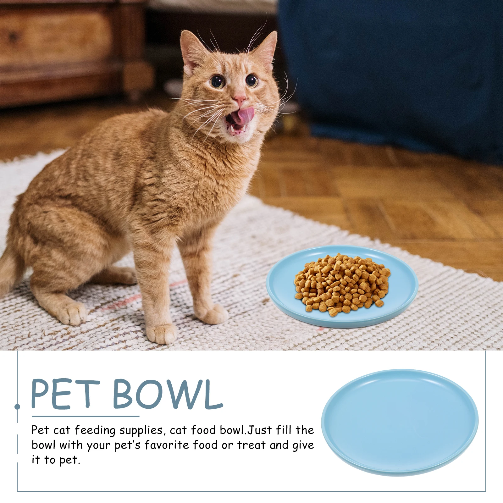 

Ceramic Cat Bowl Whisker Safe Shallow Dish Non-Slip Base Ideal for Wet Dry Food Easy Clean Pet Supply Shallow Dish