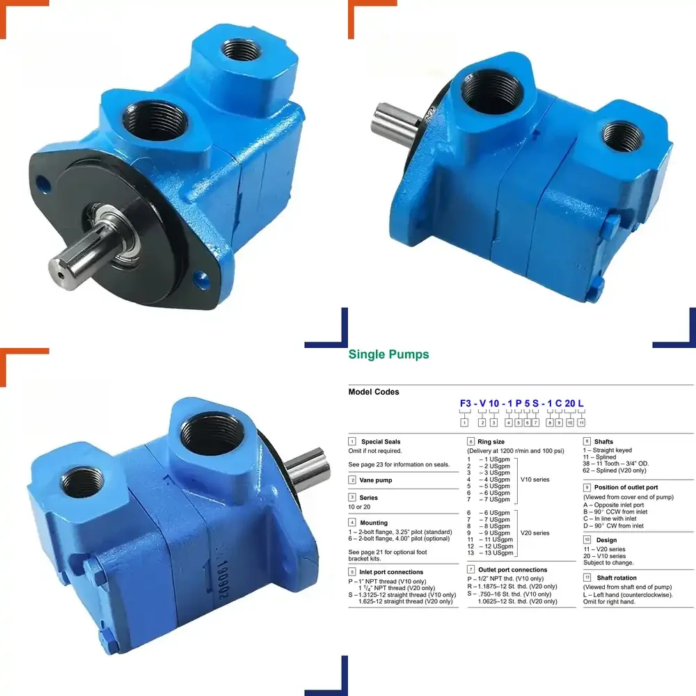 2026-High Pressure Hydraulic Oil Pumps V20-1P6P/1P7P/1P8P/1P9P/1P11P/1P12P/1P13P Low Noise Hydraulic Vane Pump