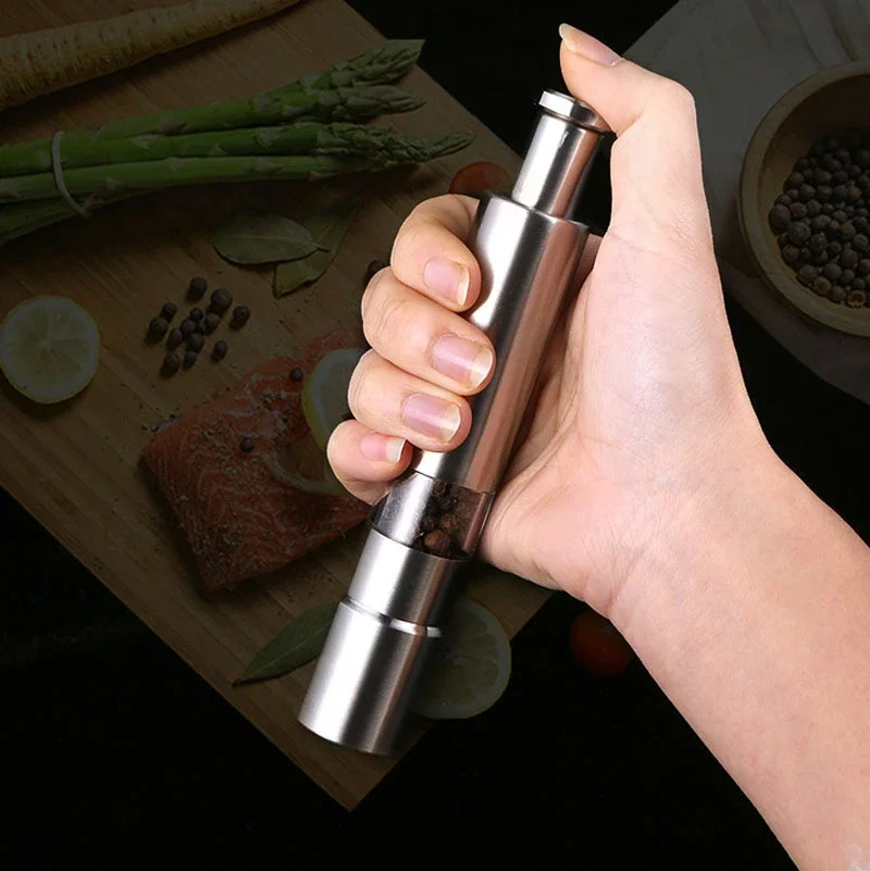 Household Salt and Pepper Grinder Manual Stainless Steel Sea Salt Spices Grinder External Spring Spice Mill Kitchen Tools