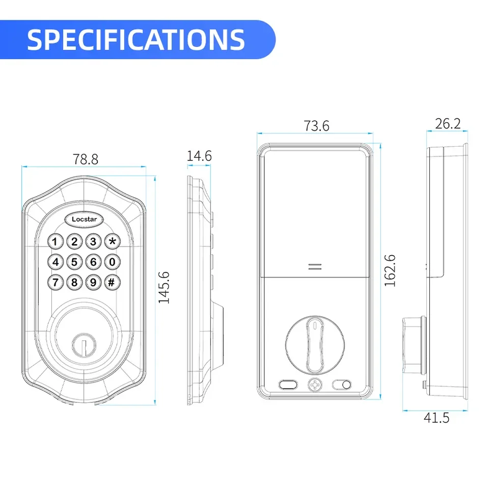 Locstar Security Residential Fechadura Electronic Cerradura Digital TUYA Smart Keypad Password Automatic Deadbolt Door Lock
