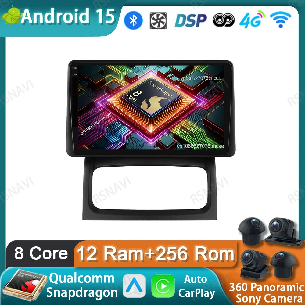 Автомобильный радиоприемник Android 15 для Renault Clio 2 BB CB 2001-2012 гг. Стерео беспроводной Carplay Auto 4G LTE DVD BT 5G WIFI QLED навигация DSP