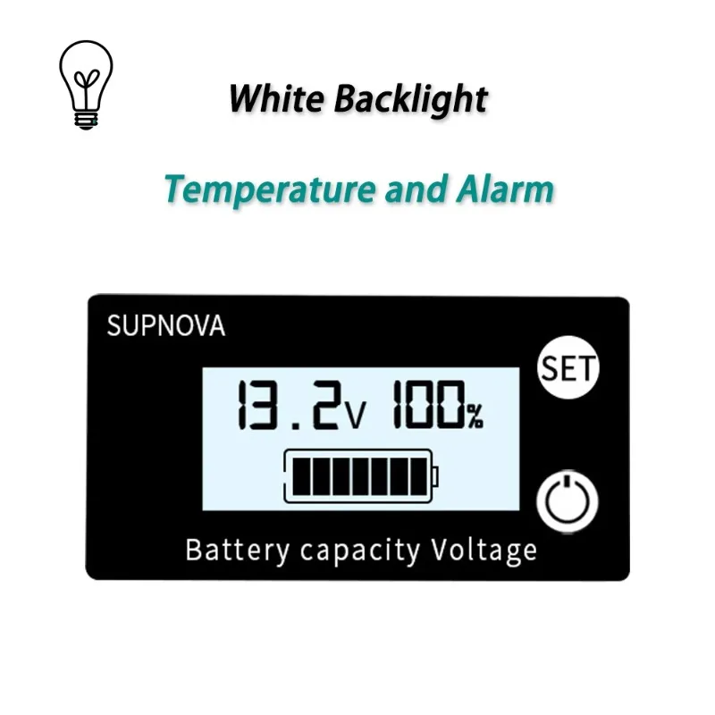 Battery Capacity Indicator DC 8V-100V Lead Acid Lithium LiFePO4 Automotive and Motorcycle Voltage Meter