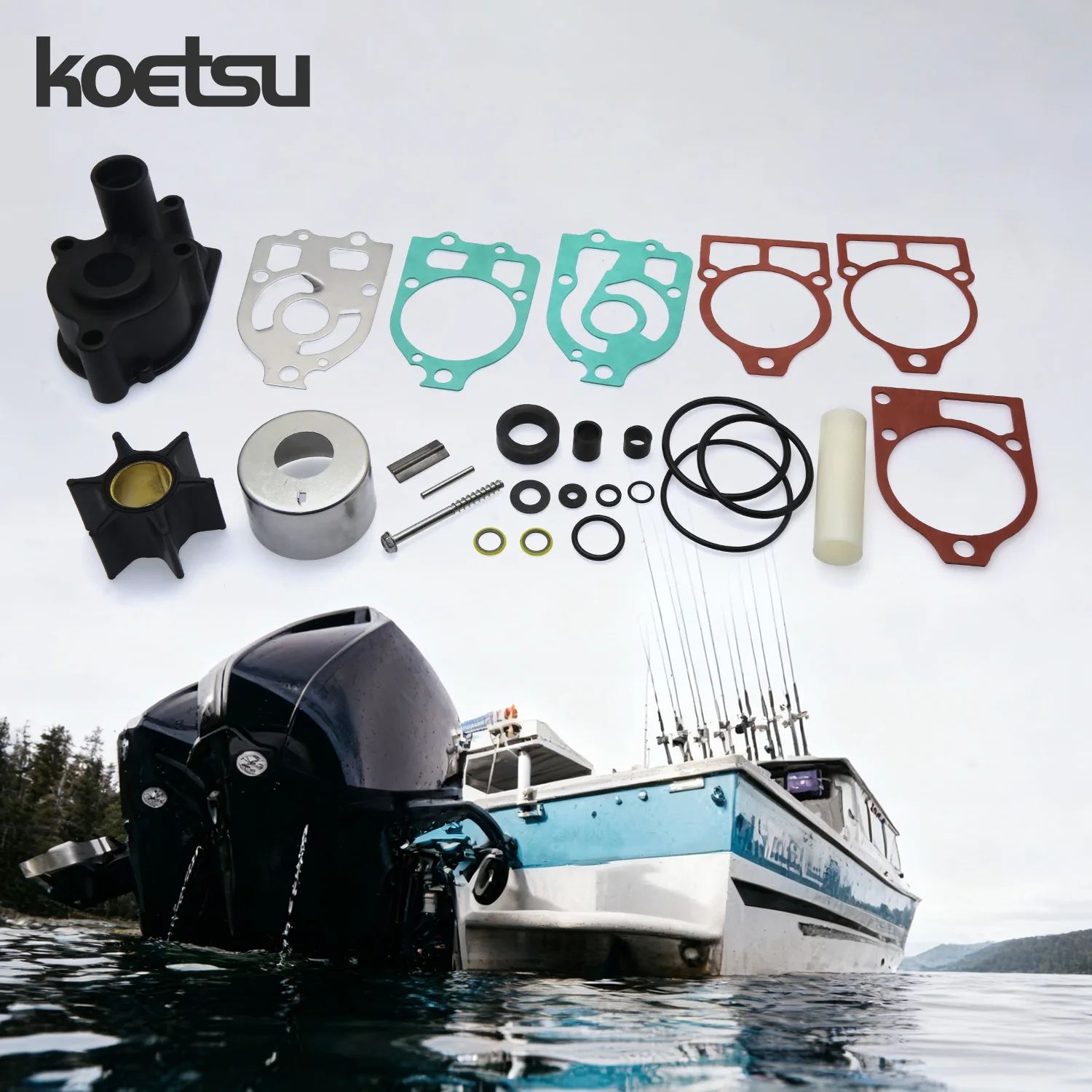 

Water Pump Repair Kit for Mercury Tohatsu Outboard Boat Engine Parts Kit 2-Stroke 4-Stroke 105-225 HP 96148Q8