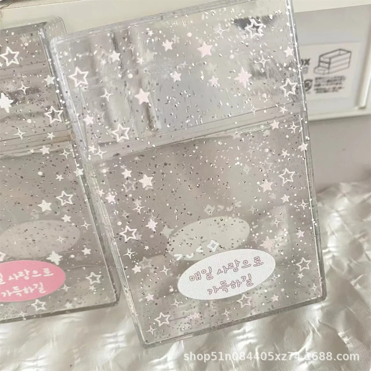 MINKYS Bling Bling Star Kpop Photocards Storage Box School Office Stationery