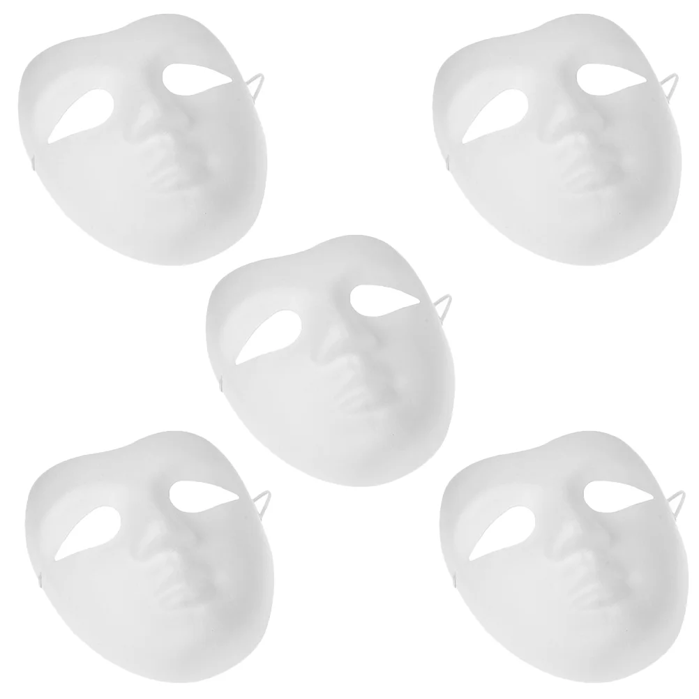 

5 Pcs Blank Mask Full Face Costume Masquerade Supplies White to Decorate Party Vintage Paintable