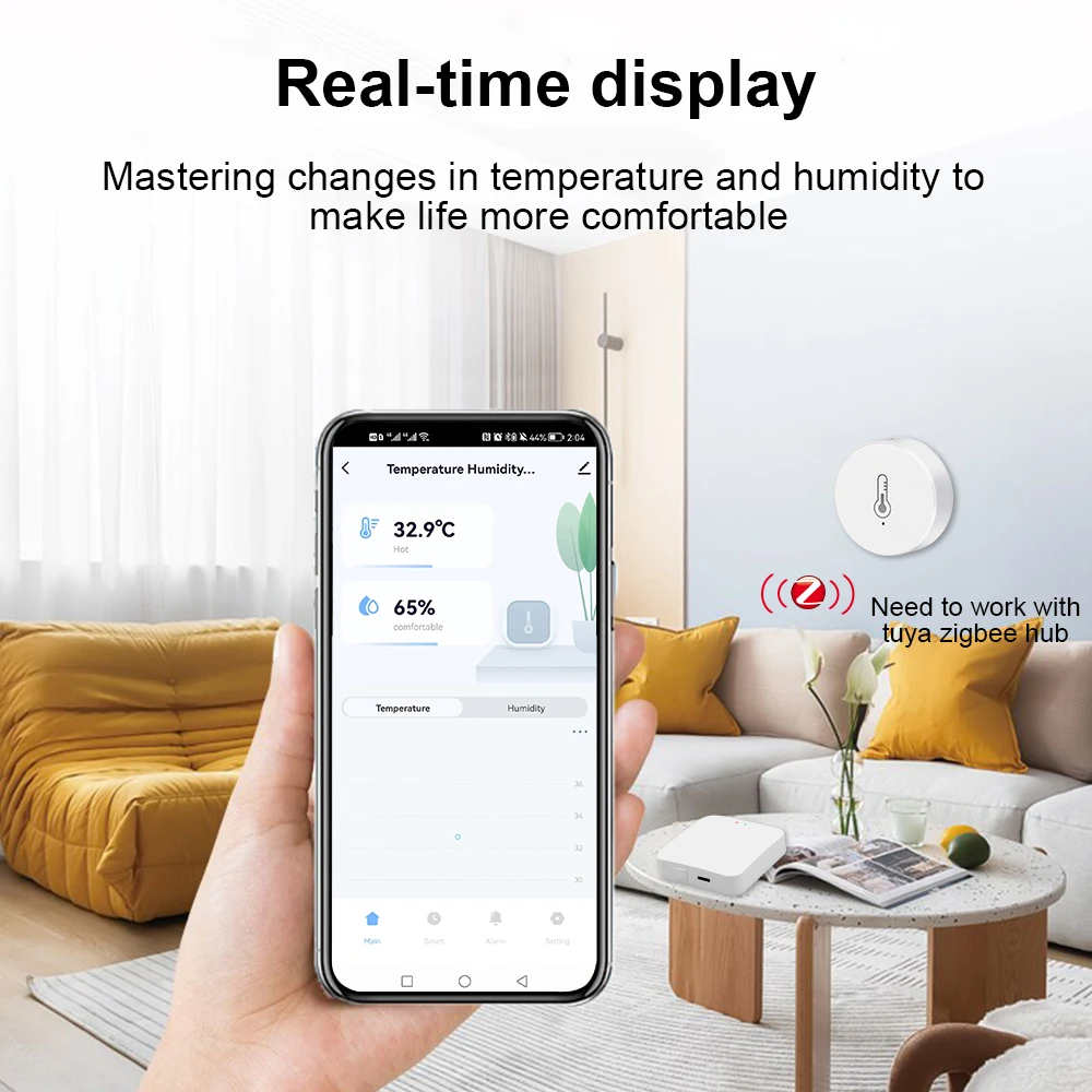 Tuya Zigbee 温度と湿度センサー音声制御インテリジェント家庭用湿度計リアルタイム監視音声 Alexa