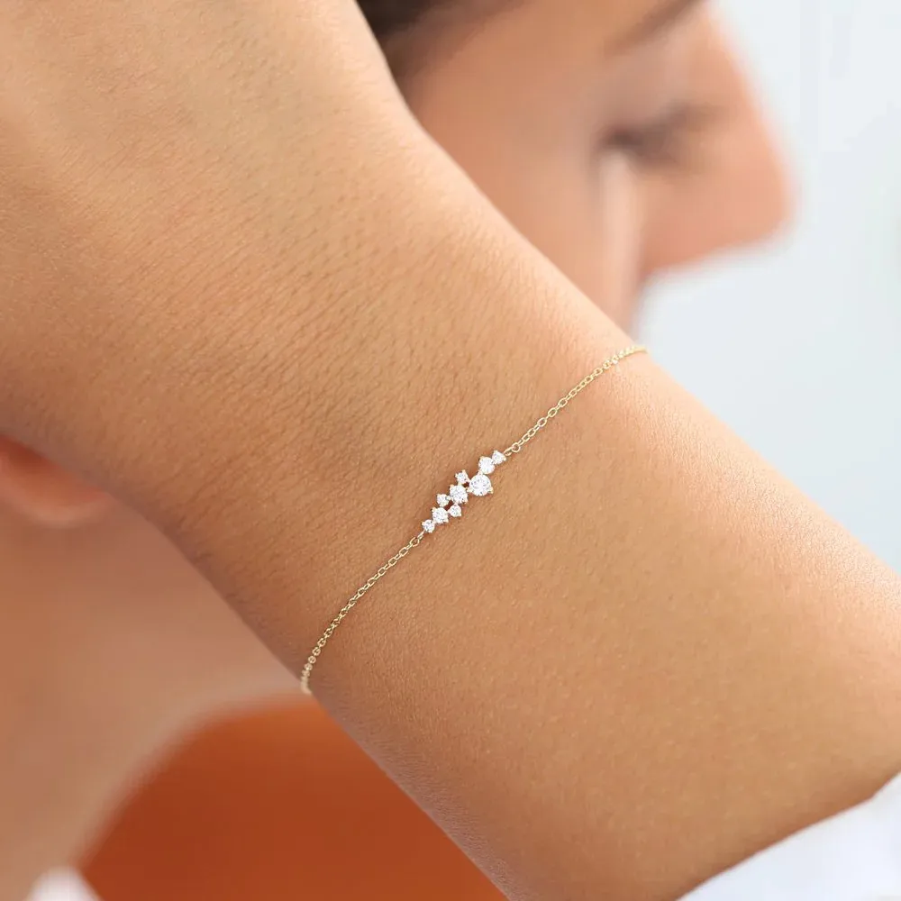 

CANNER S925 Sterling Silver Crystal Bracelet Simple Fashion Chain Bracelet For Women Hypoallergenic Exquisite Hand Ornament