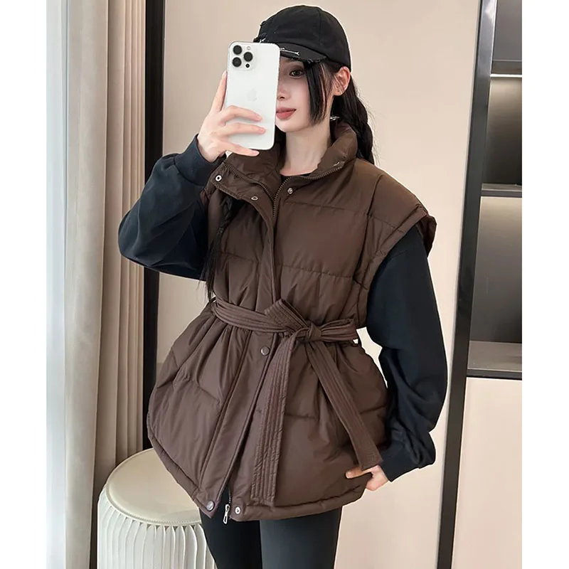 

Женский осенне-зимний новый мягкий жилет, куртка, кружевной модный свободный хлопковый жилет с джокером на талии, кружевной жилет на молнии, холодный теплый жилет с карманами, пальто