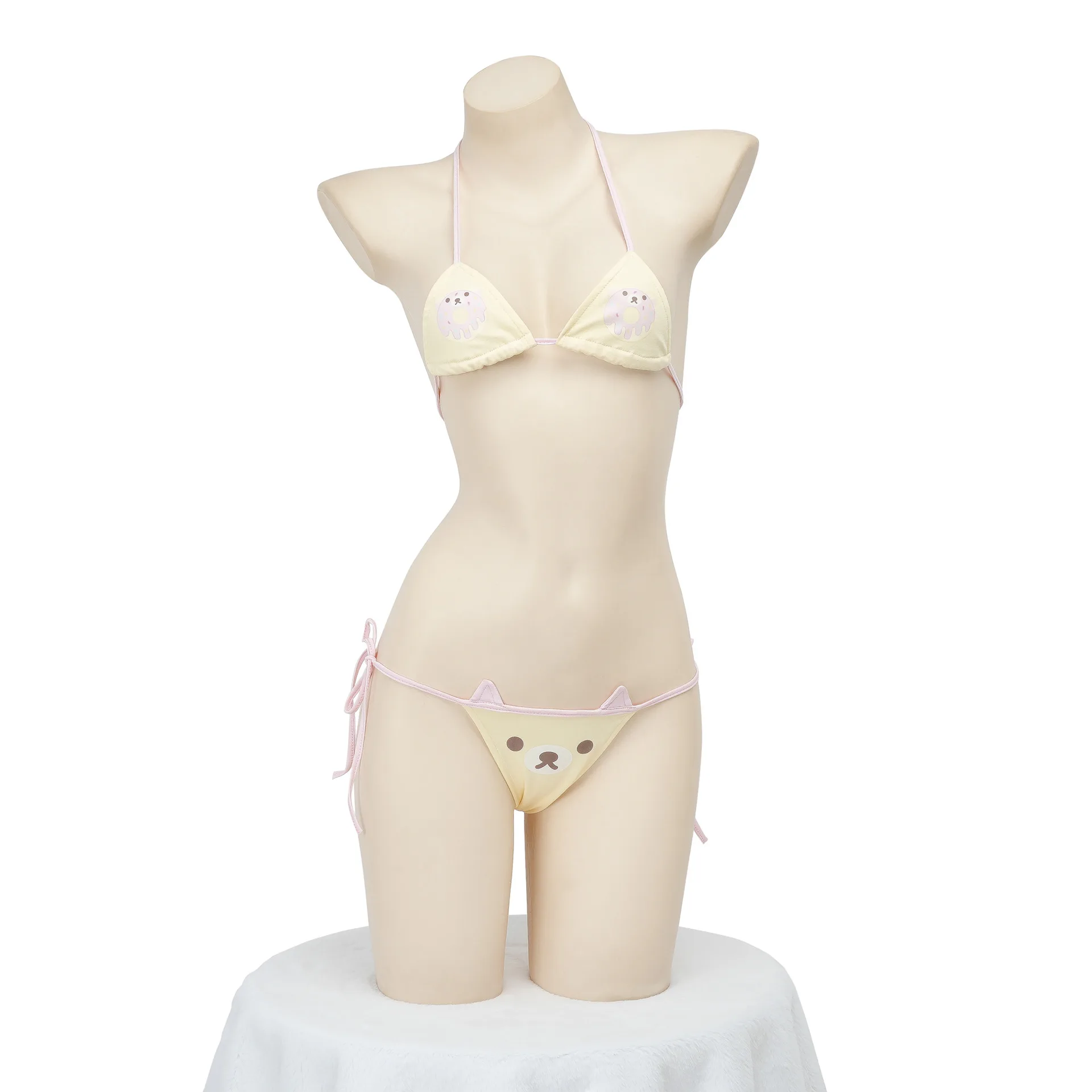 

Cute Rilakkuma Easy Bear Printed Bikini Anime Tie Sexy Lingerie Pajamas Home Lounge Clothes Women Seaside Vacation Underwear