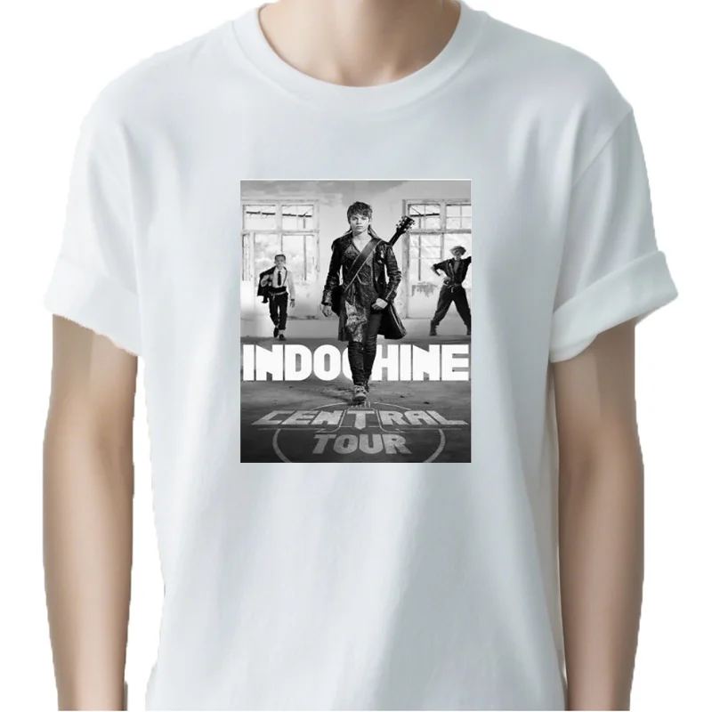 Indochine Central Tour T-Shirt classique Bl noir (1) vêtements pour hommes hommes femmes T-Shirt surdimensionné T-Shirt