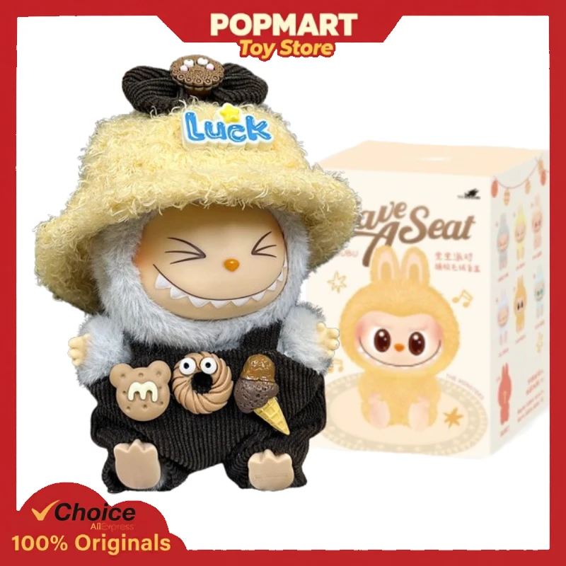 

POP MART LABUBU V2 Have a Seat Коричневый пончик наряд Аутентичный набор кукол Оригинальная виниловая фигурка Коллекционная игрушка в подарок