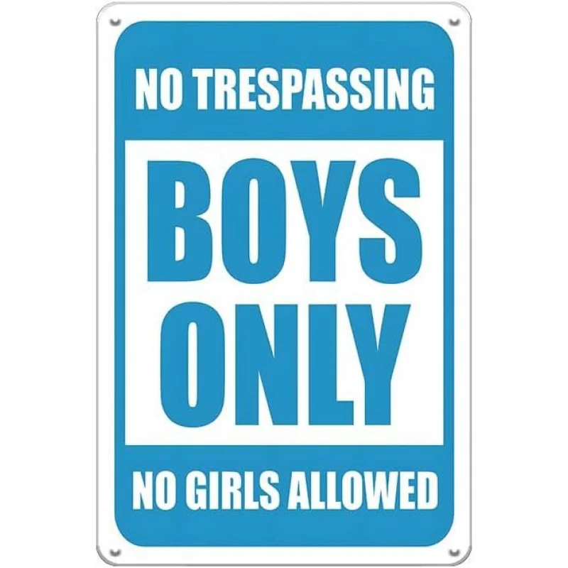 Nur Schild für Jungen – robuste Metall-Türdekoration „No Girls Allowed“, Vintage-Blau- und Weiß-Jungenzimmerdekoration, verbotene Warnung S