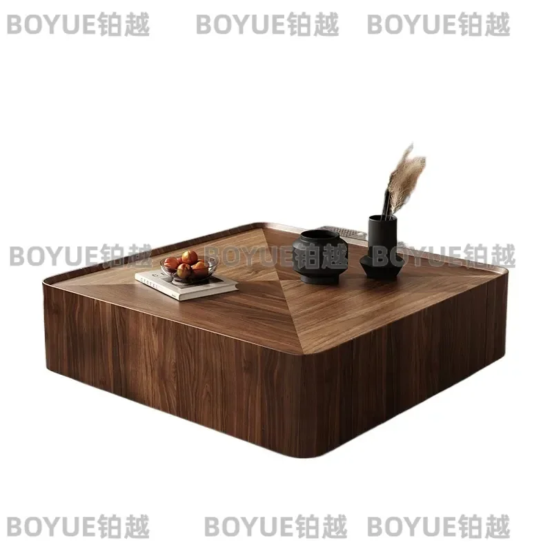 for Mid-century Modern Walnut Coffee Table Wooden Frame Metal Base Center Table Simple Design Living Room Square Function