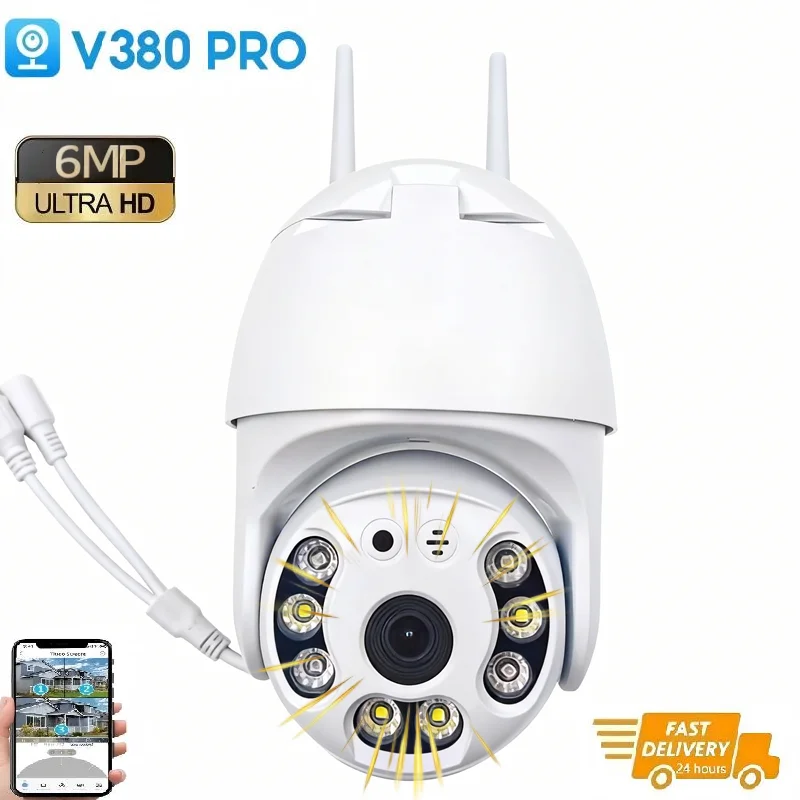 

V380 Pro PTZ 6MP Wifi Ultra HD Monitor Smart Outdoor 360 Wireless WiFi Camera Home CCTV Network Security Video Camera