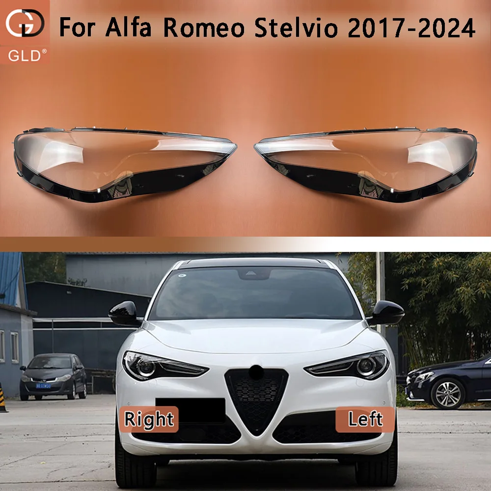 For Alfa Romeo Stelvio 2017 2018 2019 2020 2022 2023 2024 Front Headlight Cover Transparent Lampshade Headlamp Shell Plexiglass