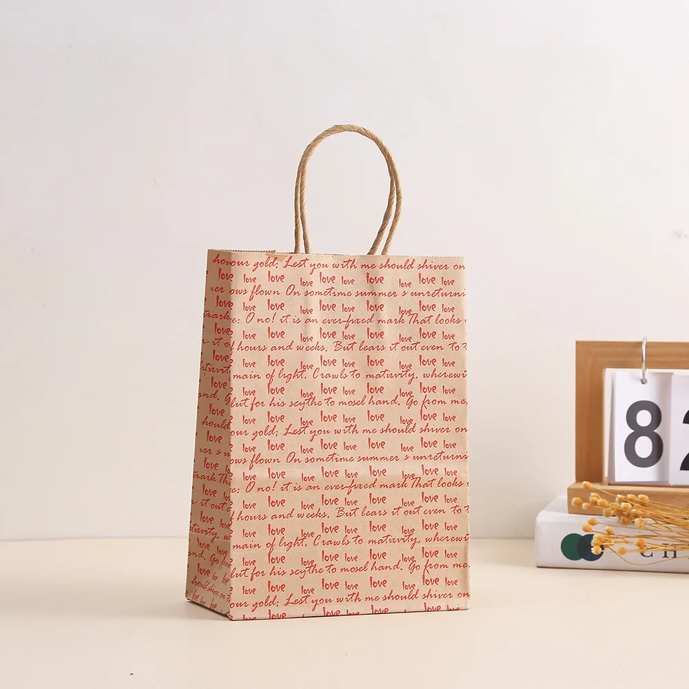 5/10pcs Shopping Paper Bag with Handle Festival Party Gift Bag Thanksgiving Valentine's Day Marriage Gift Kraft Paper Bag TMZ