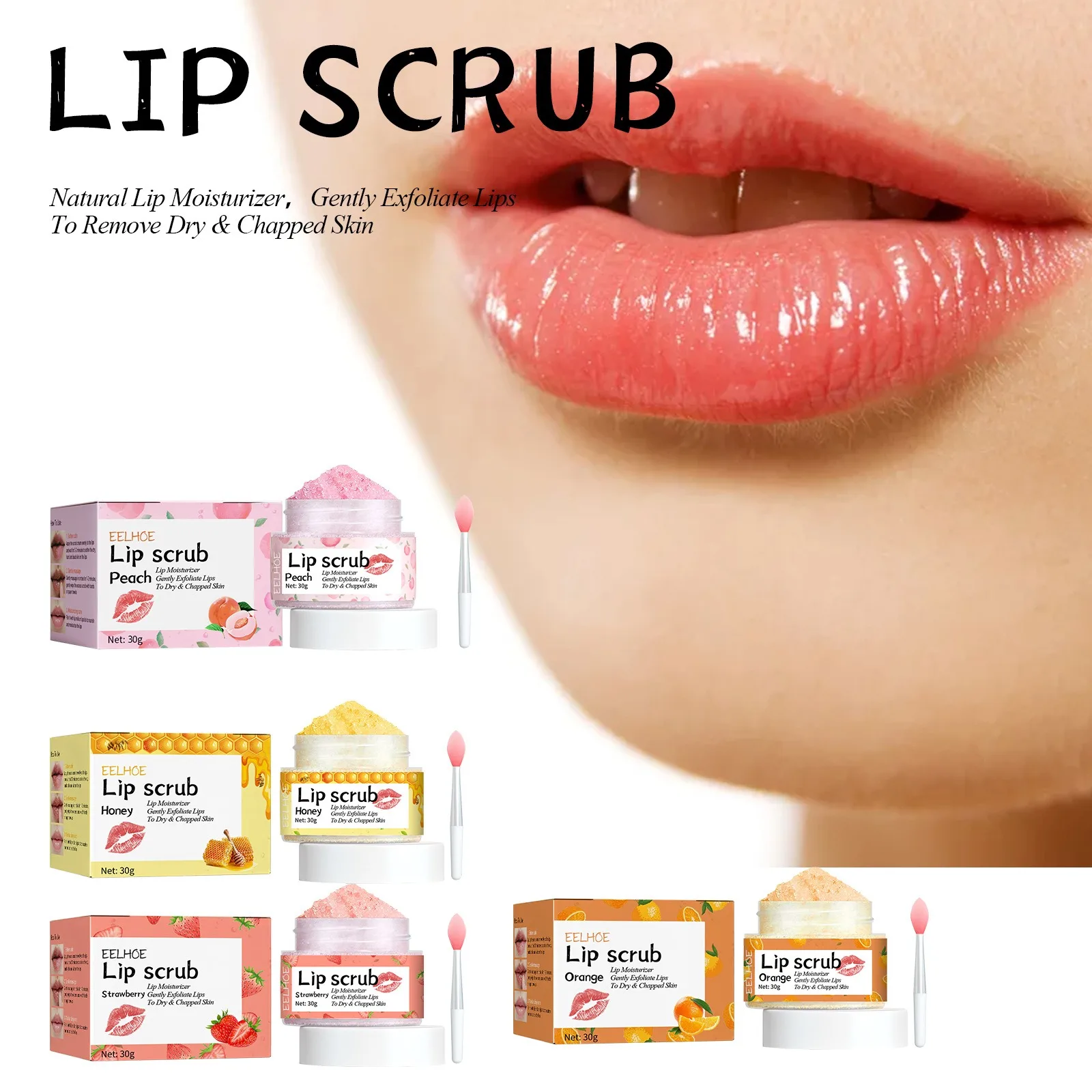 30g Lip Scrub Hydrating Moisturizing Exfoliating Lip Dead Skin Fading Lip Lines Anti-drying Fading Lip Wrinkles Lip Care