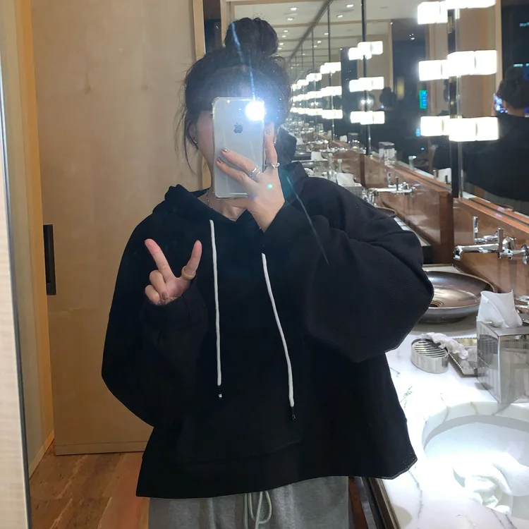 Felpe con cappuccio con zip stile coreano donna Shoujo ragazza estetica moda Alt abbigliamento invernale ritagliata vintage anni 2000 Himekaji tira