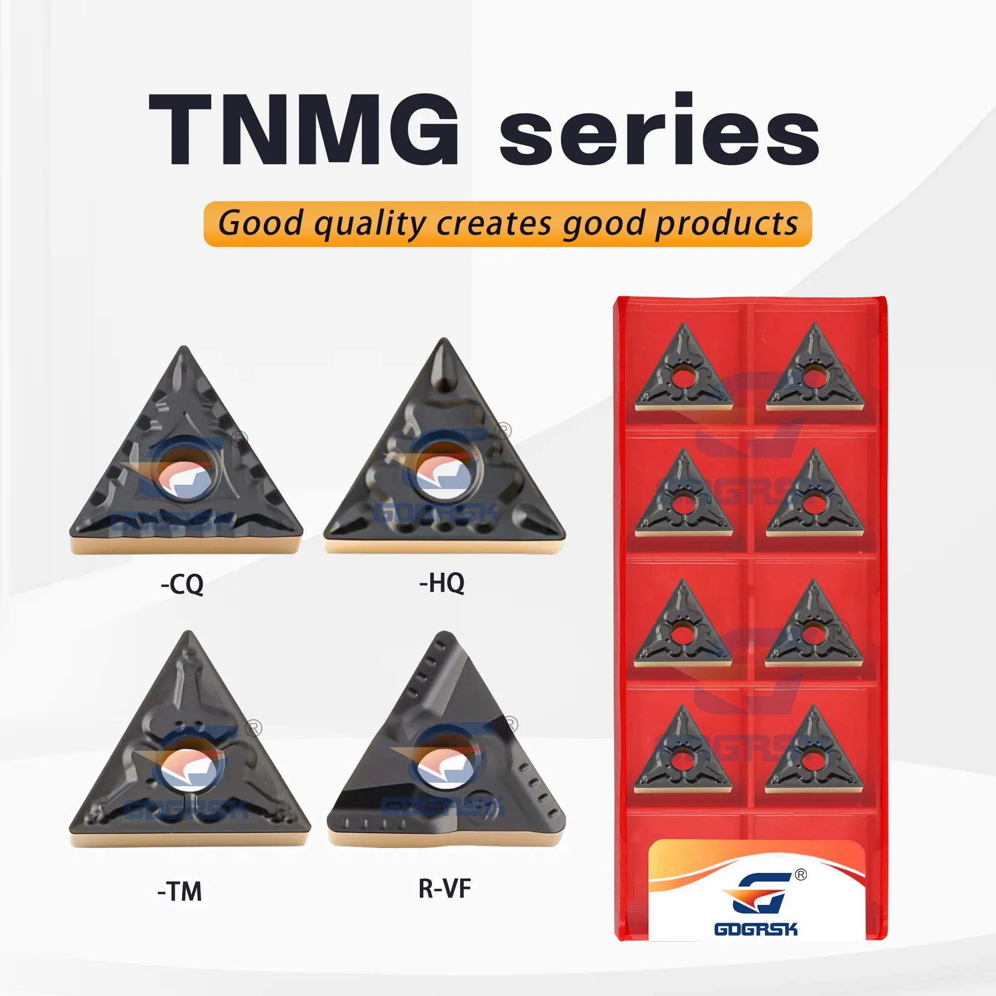 10PCS TNMG160404/160408/160412-CQ/TM/HQ/R-S/L-S/VF GD8125 Numerical Control Lathe Turning Series Dual Color Triangular Inserts