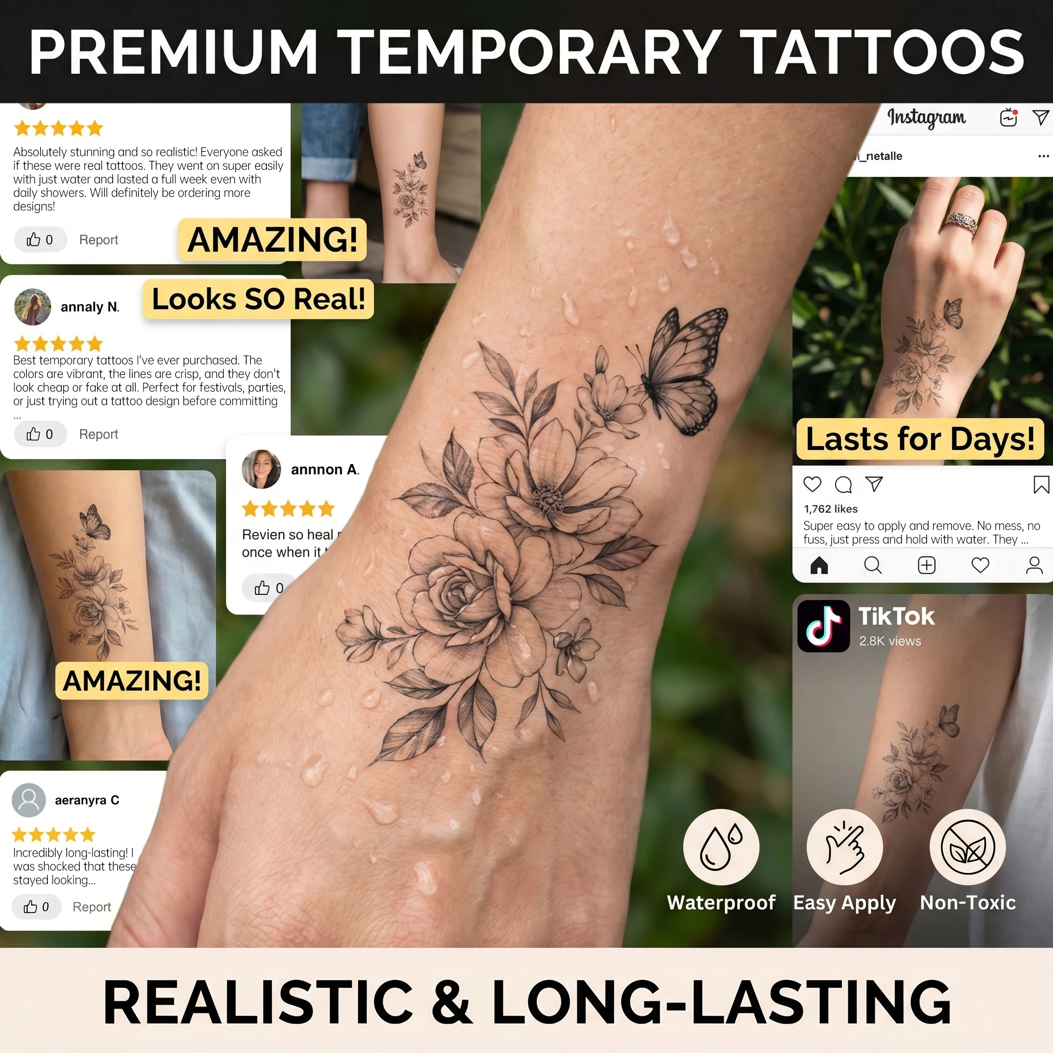 Realistic Full Arm Temporary Tattoo Sleeve Waterproof Water Transfer Fake Tattoo Stickers for Men Long Lasting Biker Sleeve Body view 4