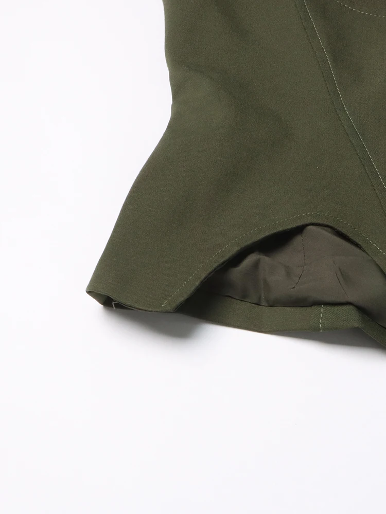 TWOTWINSTYLE Solid Slimming Sexy Irregular Coats For Women Square Collar Long Sleeve Temperament Jackets Female Fashion 2023 New