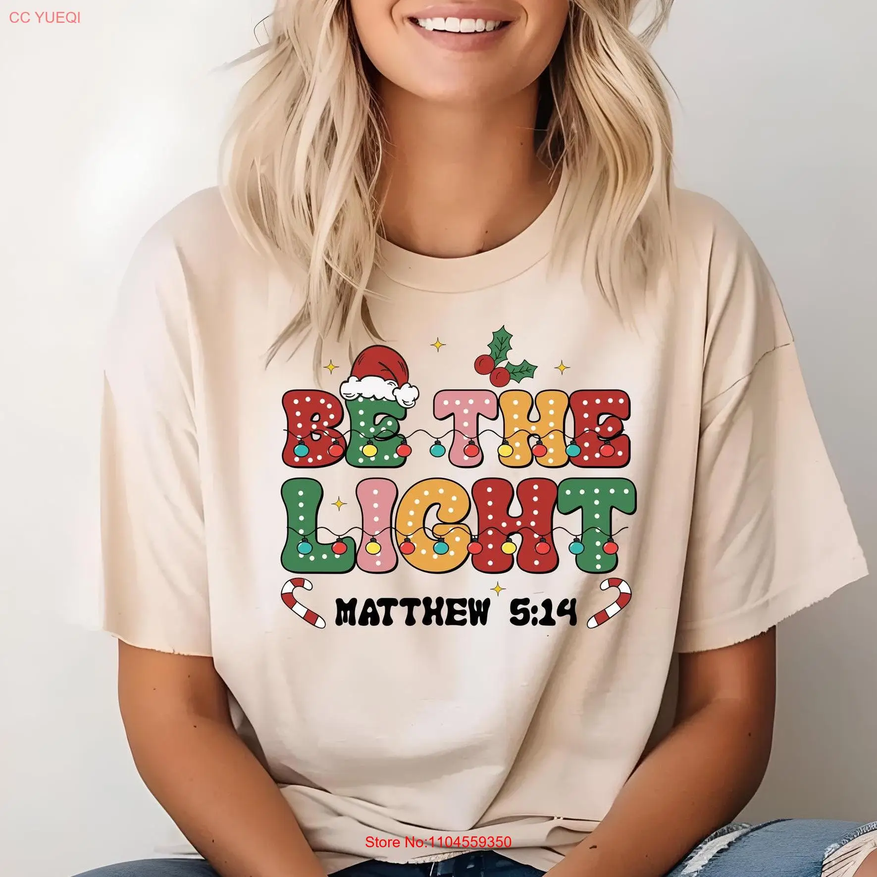 

Be the LighT T Shirt Bible verse Christmas Family long or short sleeves