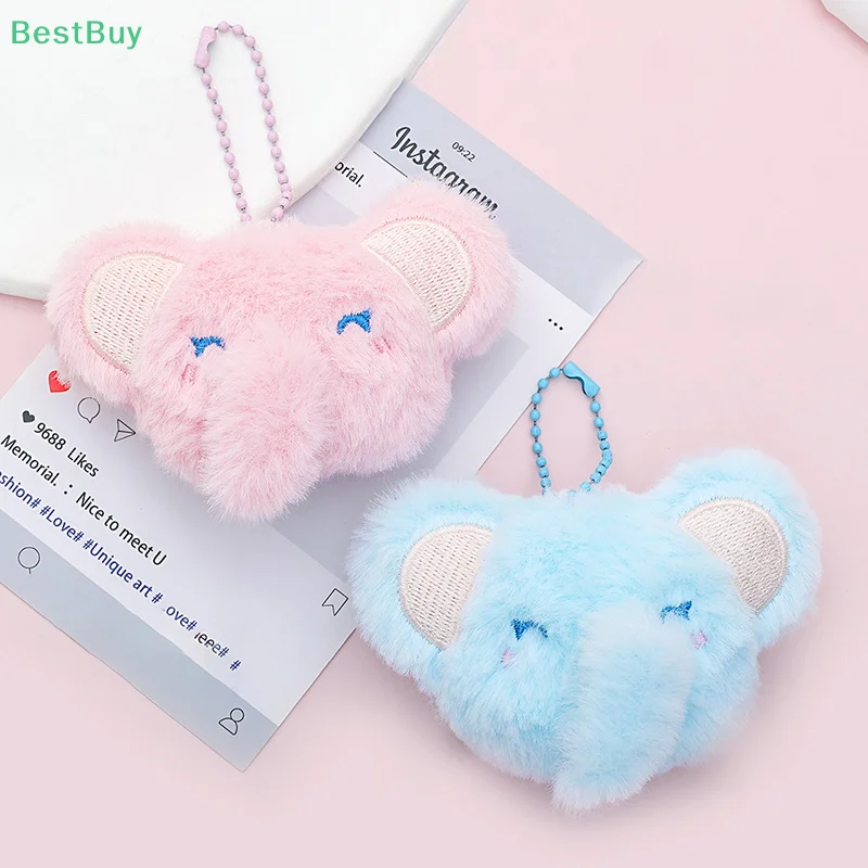 Cartoon Little Elephant Head Plush Keychain Cute Plush Stuffed Toys Keychain Pendant Backpack Decoration Accessories Gifts