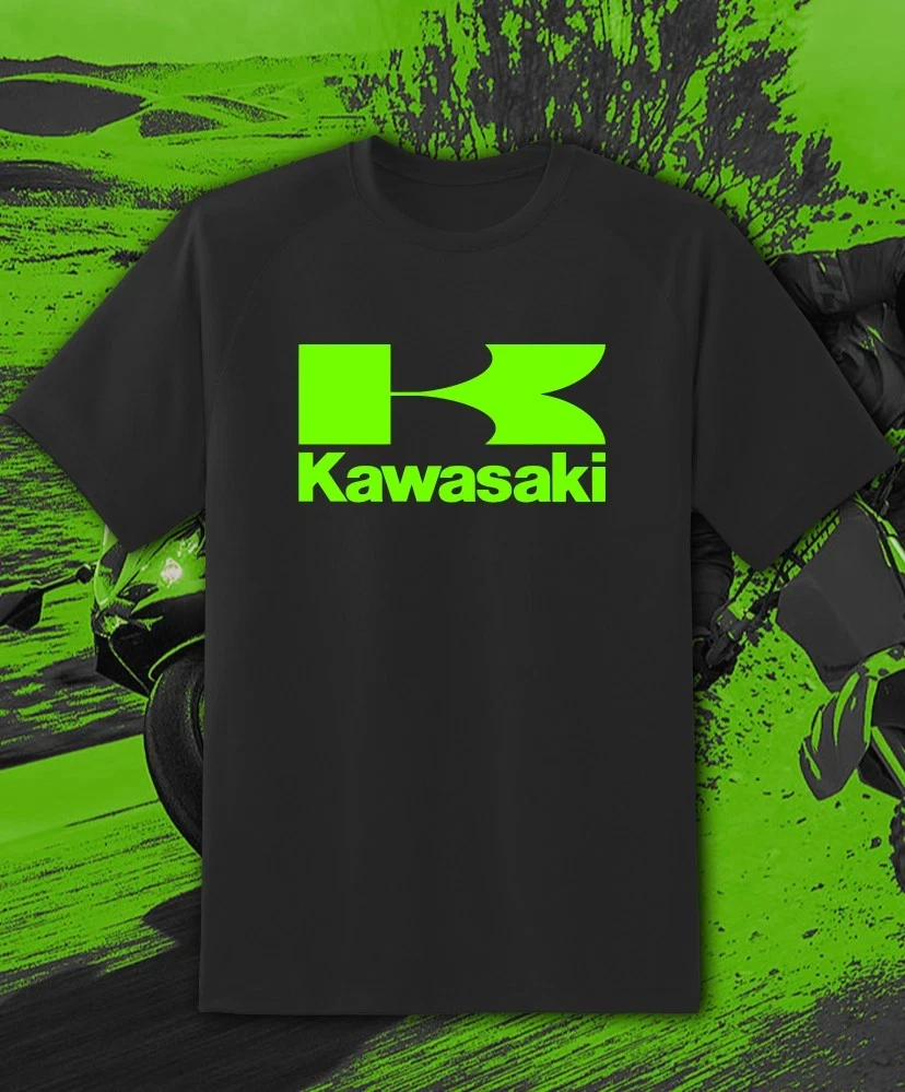 

Kawasaki GREEN Logo Printed Cotton T-shirt Summer Men's and Women's Harajuku Clothing Fashion Casual Motorcycle T-shirt Unisex
