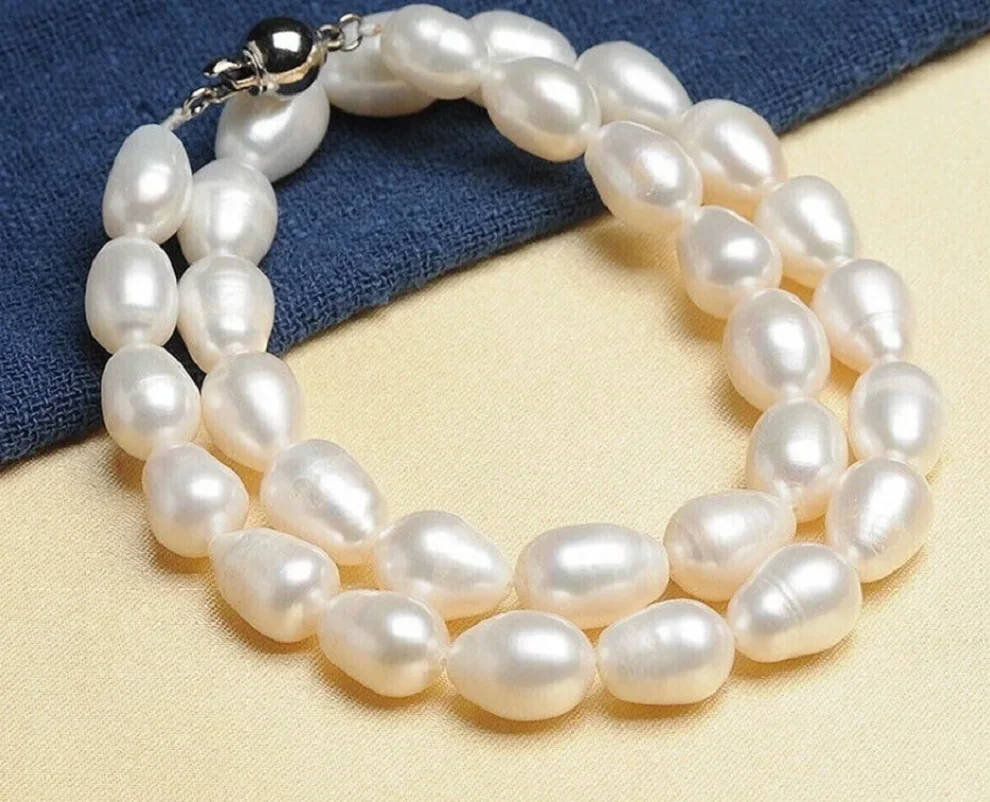 Akoya natural white pearl necklace, 18-24 inch jewelry, 10-12mm, 925s.