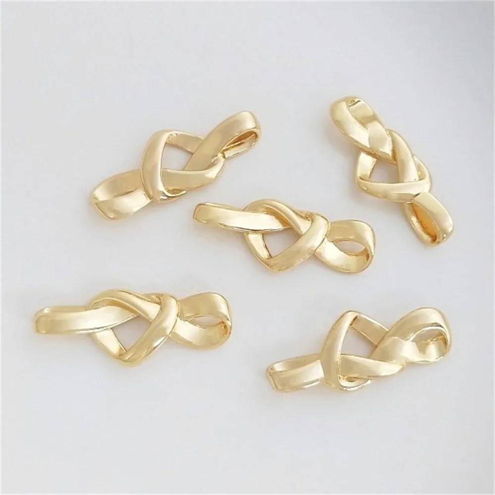 

14K Gold Heart Knot Connector Love Bow Accessories Handmade Diy Necklace Bracelet Jewelry Accessories K197