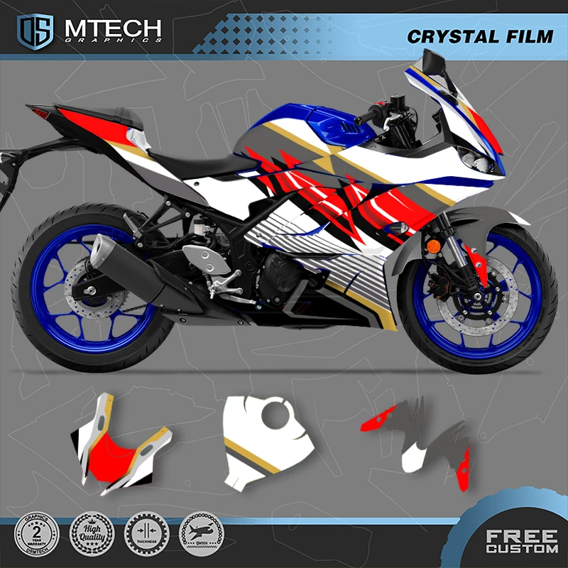 DSMTECH Custom Motorcycle Graphics Enduro Decals Stickers Kits For YAMAHA 2019 2020 2021 2022 2023 R3 004