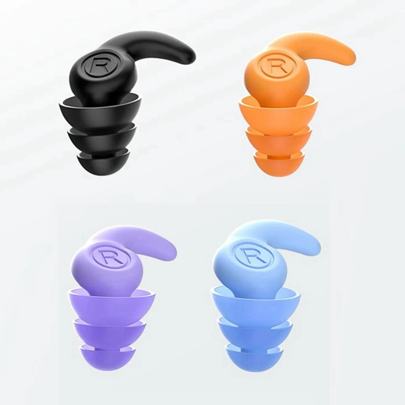 Bouchons d'oreille en silicone réutilisables pour adultes, bouchons d'oreille de natation étanches, 3 paires