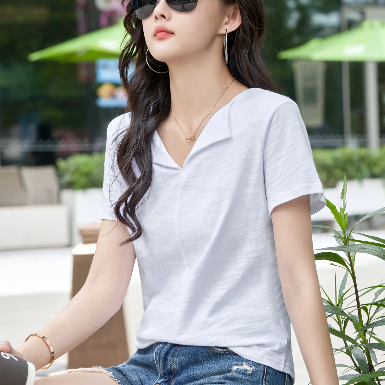 Fashion Summer New Blusa Short Sleeve V-Neck Women Blouse Casual Blouse Shirt Women Tops  Blusas Mujer De Moda 2024 Verano J904