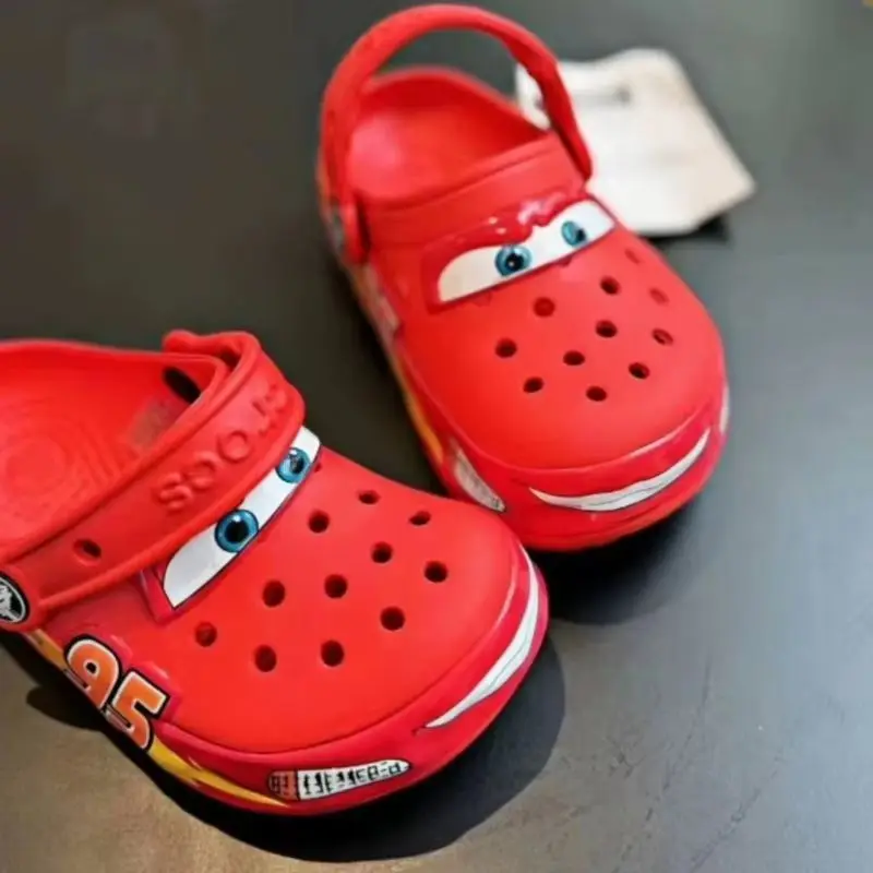 Disney Lightning Mcqueen Pixar Crocs Flashing Light Outdoor Beach No95 Cars Slippers Cartoon Anime  Anti Slip Slippers Xmas Gift